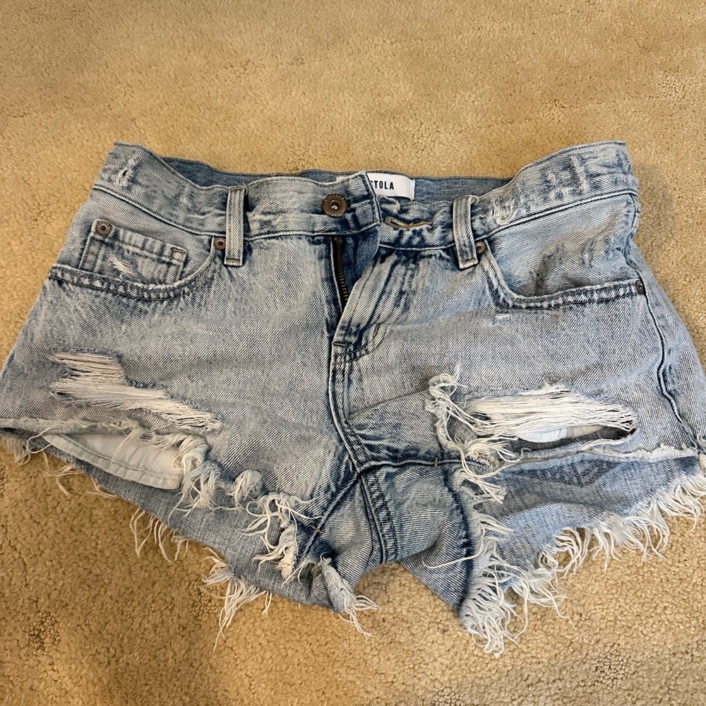 Pistola Blue Distressed Jean Shorts